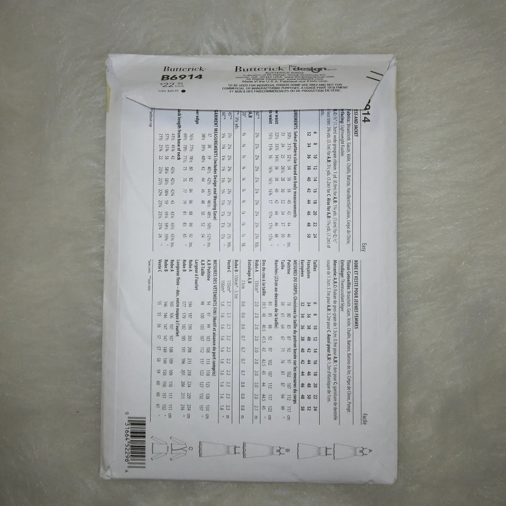 BUTTERICK B6914 Sz 16-24 Retro 1980s Misses Semi Fitted Dress And Jacket